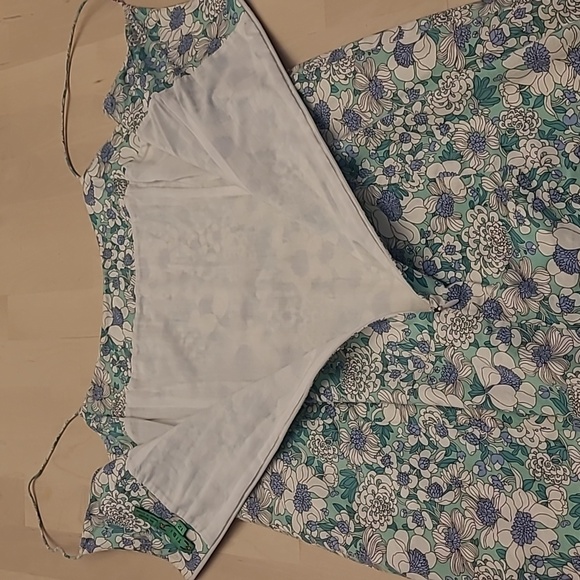 LIKE NEW Tibi Blue, Green, and White Floral Print Mod Spagetti Strapped Dress - Picture 10 of 16